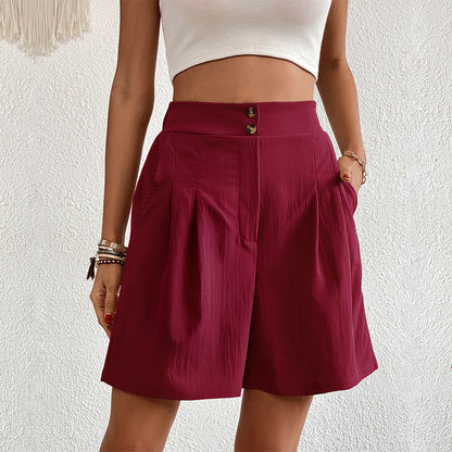 Summer Women Clothing Solid Color High Waisted Shorts Women Summer