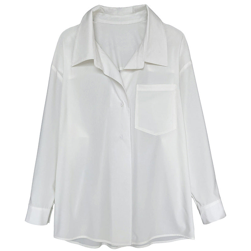 Camisa blanca holgada inactiva para mujer, camisa con botones en la espalda y sentido del diseño coreano de primavera