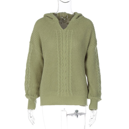 Frauen Kleidung Herbst Street Shooting Kapuzen Langarm Strickpullover