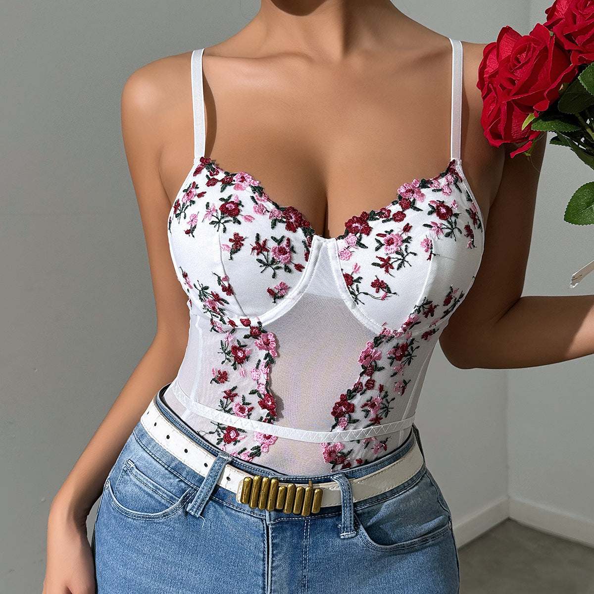 Sexy See Through Body Shaping Sexy Sexy Embroidery Lace Girl Women Jumpsuits