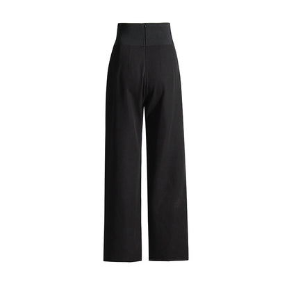 Autumn Dignified Sense of Design Belt Accessories Draping Effect High Waist Wide Leg Casual Trousers Women