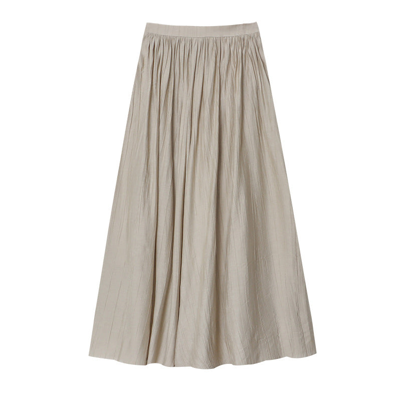 Chinese Art Pleated Texture Sense Vertical Smooth Sense A line Skirt Early Spring