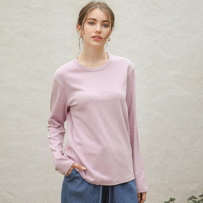 Round Neck Pullover Women Long Sleeved Casual T shirt Top Simple High Sense Basic Fall Winter Inner Wear Bottoming Shirt T shirt