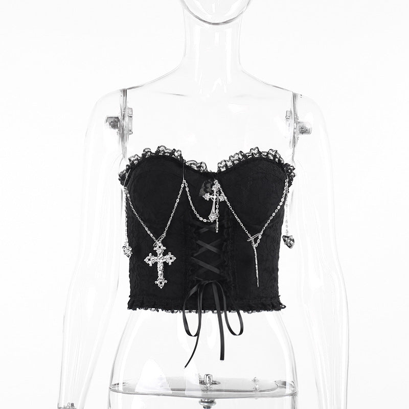 Summer Sexy Sexy Vest Dark Gothic Cross Chain Bandeau Sling Women