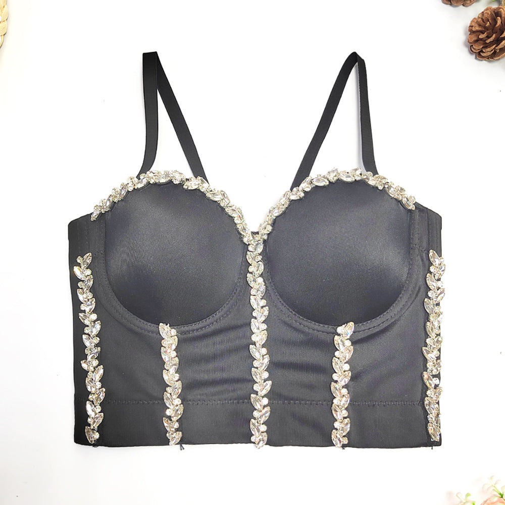 Eslinga de cadena con diamantes de imitación, ropa básica para exteriores, corsé adelgazante súper Popular, pecho envuelto, sujetador Sexy para discoteca