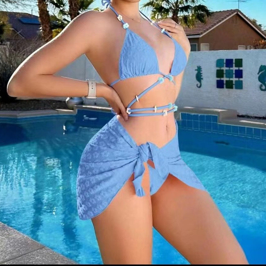 Fashion Ladies Three-piece Set Strap Split Swimsuit