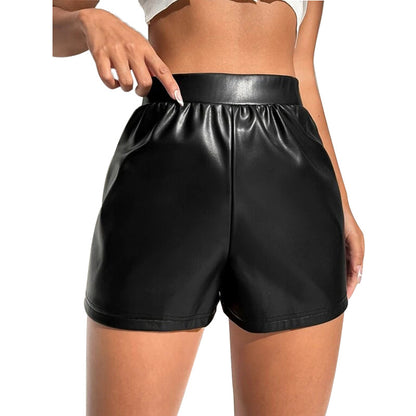 Sommer Sexy Patent Leder Shorts Hosen Frauen Hohe Taille Lose Beiläufige Hosen Frauen