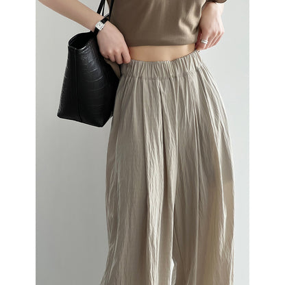 Thin Pleated Casual Pants Women Summer Japanese Lazy Loose Drooping Wide Leg Pants