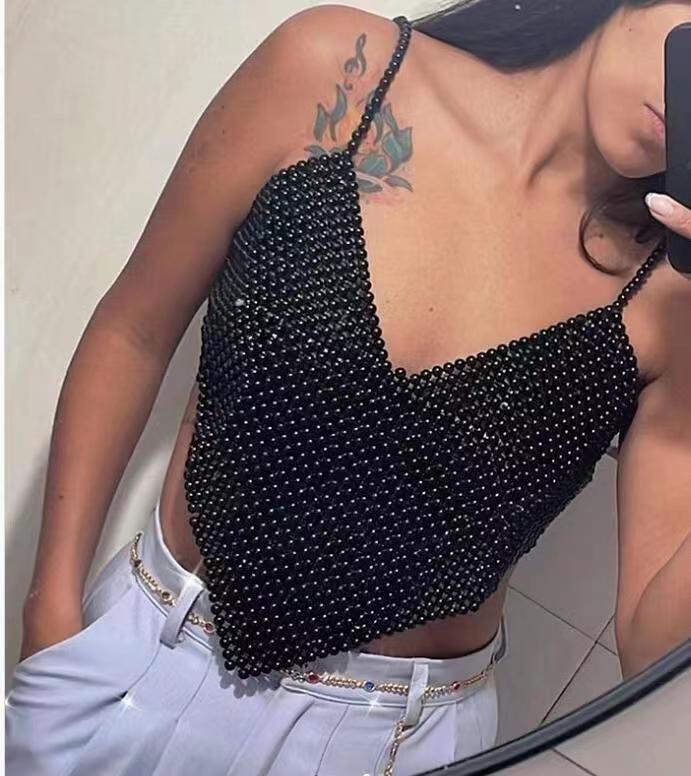 Supply Sexy Nightclub Suspenders Pearl V Neck Vest Nightclub