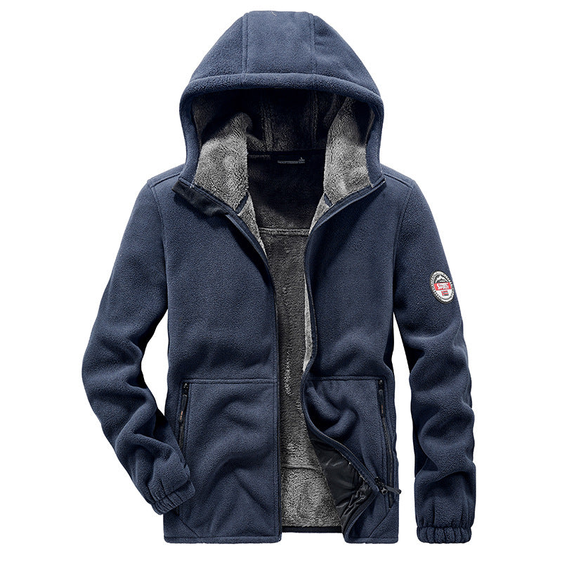 Plus Size Men's Jacket Sports Hooded Fleece-lined