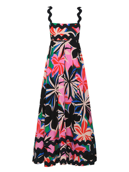 Southeast Asia Small Floral Wave Halter Dress High End A line Dress