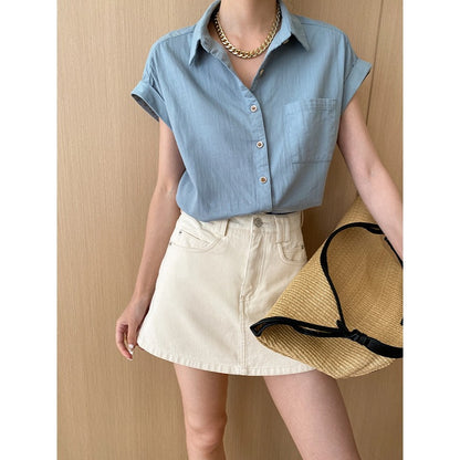 Light Oxygen Summer Thin Cotton Texture Simple Office Loose Casual Small Shirt