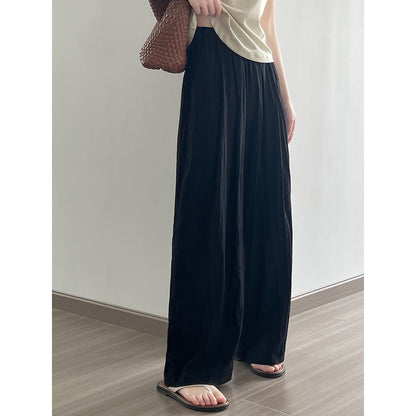 Thin Pleated Casual Pants Women Summer Japanese Lazy Loose Drooping Wide Leg Pants