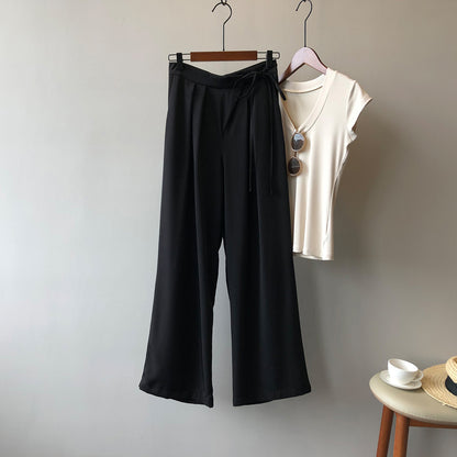 Work Pant Women Autumn Niche High Waist With Straps Drape Casual Straight Leg Wide Leg Pants