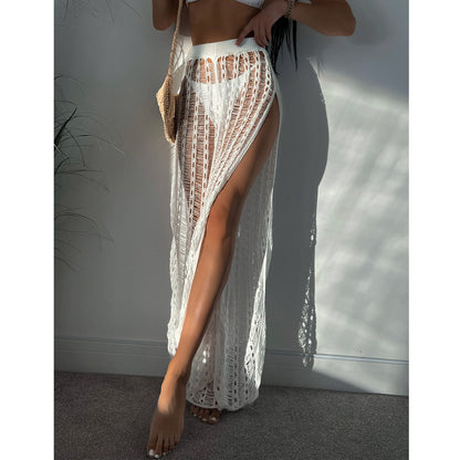 Urlaub Sexy Durchsichtig Mesh Aushöhlen Split Strap Gestrickte Mopp Strand Hosen Frauen