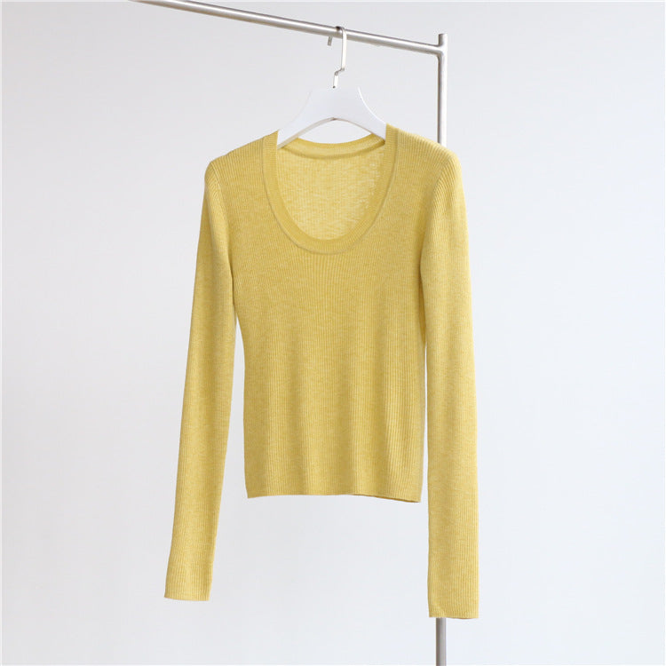 U Collar Sweater Base Shirt Autumn Winter Sweater Inner Wearing Women Clothing Top