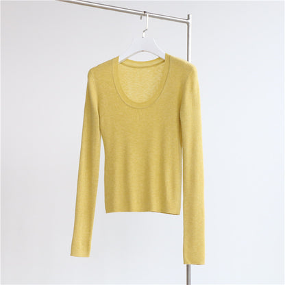 U Collar Sweater Base Shirt Autumn Winter Sweater Inner Wearing Women Clothing Top