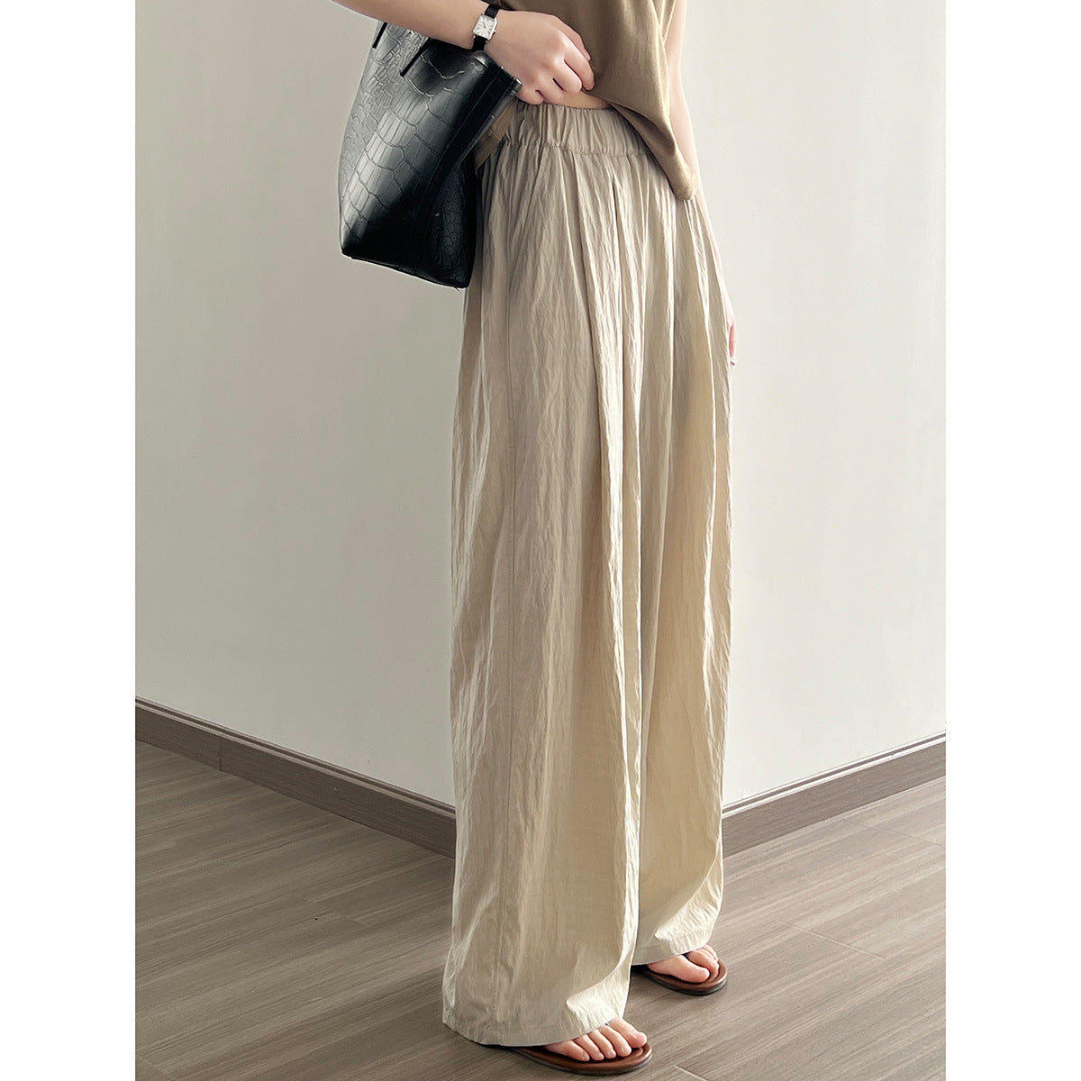 Thin Pleated Casual Pants Women Summer Japanese Lazy Loose Drooping Wide Leg Pants