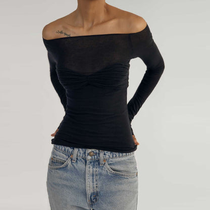 Primavera Verano mejor ropa de mujer ligera transparente con cuello camiseta Top