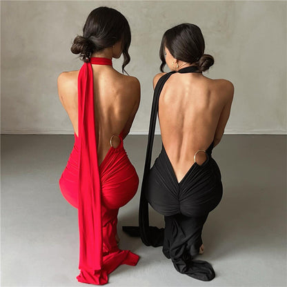 Summer Women Clothing Sexy Backless Halter Sheath Slim Fit Evening Dress Dress for Women