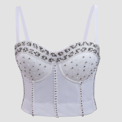 Sexy Handgemachte Strass Boning Korsett Gestaltung Korsett Frauen Oberbekleidung Weste Sling