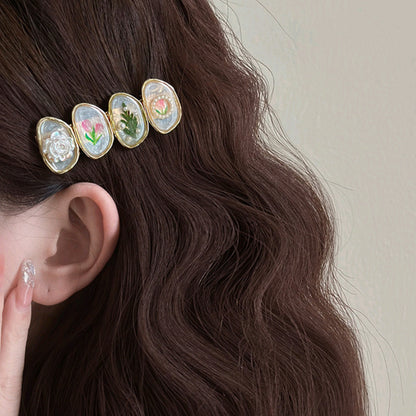 Sweet Side Forehead Flower Barrettes Female