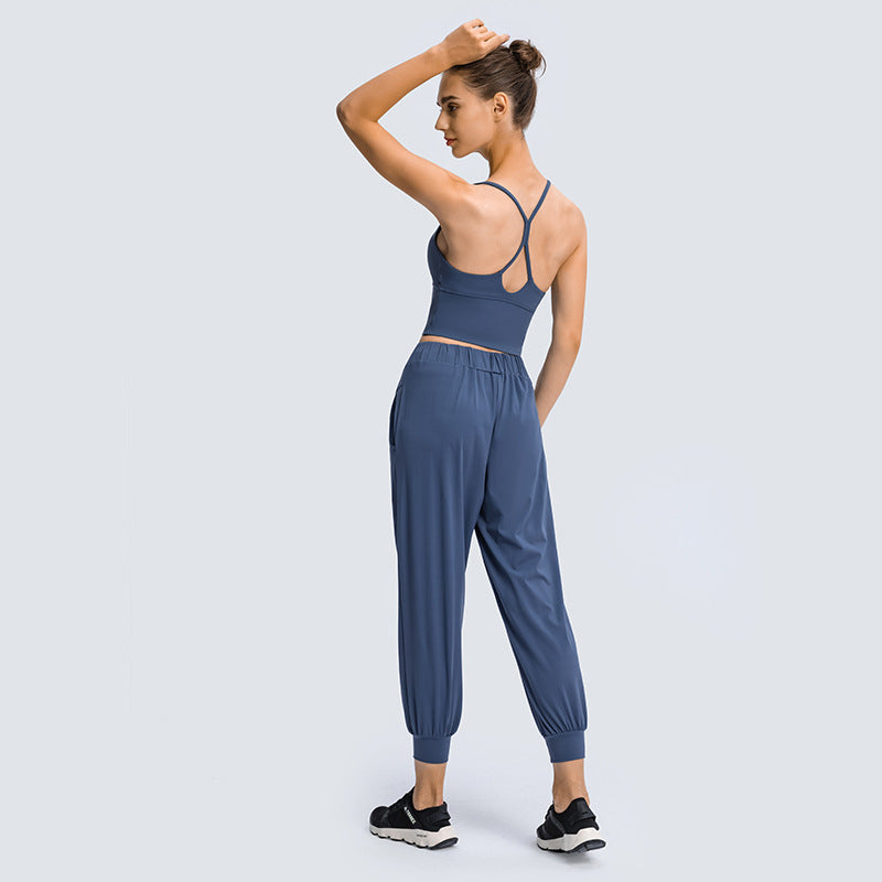 Ropa interior deportiva larga que combina con todo para mujer, Sujetador deportivo con tirantes finos cruzados y moldeador de espalda, a prueba de golpes, Push up, primavera y verano