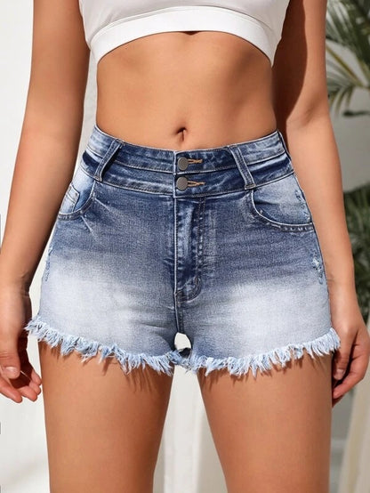 Ripped Burr Women Jeans High Waist Personality All Matching Denim Shorts