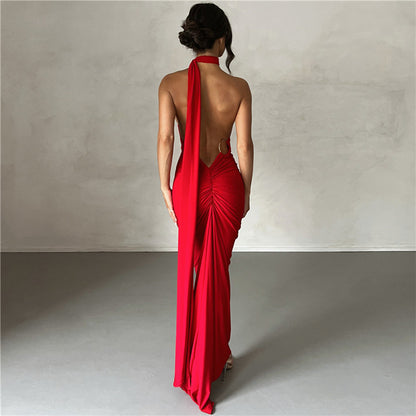 Summer Women Clothing Sexy Backless Halter Sheath Slim Fit Evening Dress Dress for Women