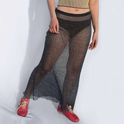 Women Clothing See through Sexy Pleated Skirt