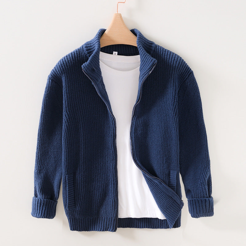 Men's Stand Collar Cardigan Casual Outdoor Sweater