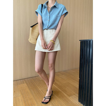 Light Oxygen Summer Thin Cotton Texture Simple Office Loose Casual Small Shirt