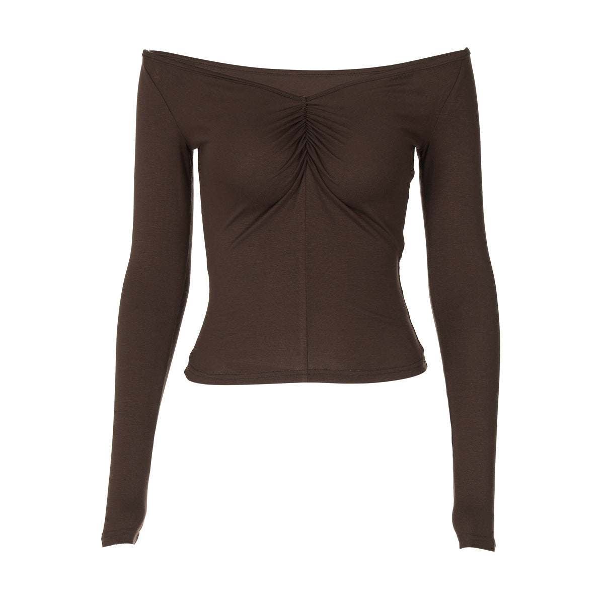 Ropa de mujer pura sexy otoño cuello alto ajustado plisado manga larga blusa inferior