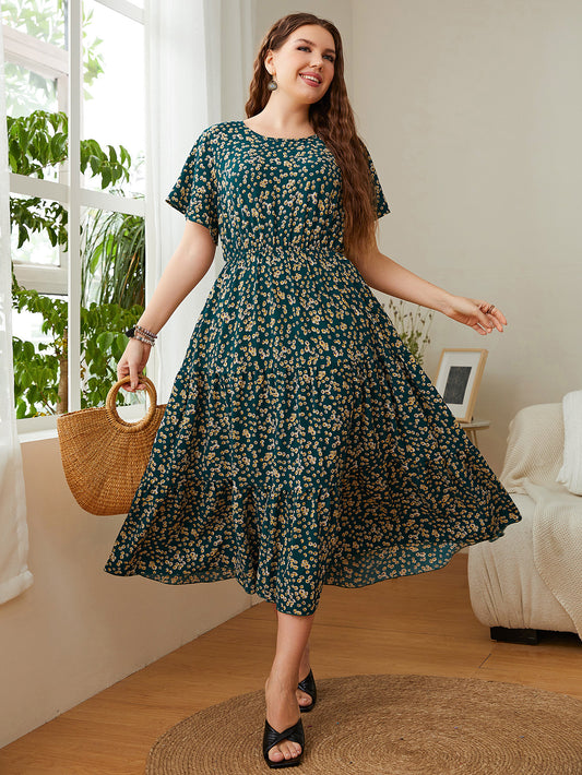 Plus Size Women Clothing Printed Loose Women Dress