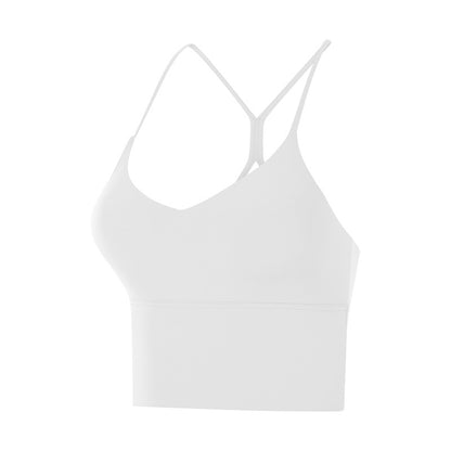 Ropa interior deportiva larga que combina con todo para mujer, Sujetador deportivo con tirantes finos cruzados y moldeador de espalda, a prueba de golpes, Push up, primavera y verano