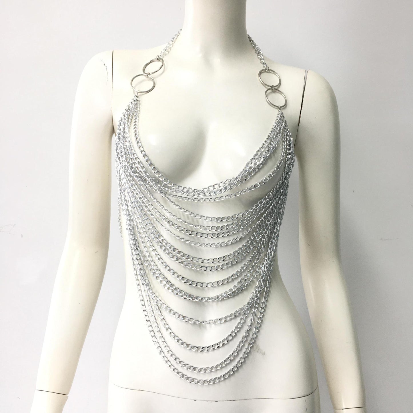 Metal Sleeping Body Cha Personality Multi Layer Aluminum Zipper Chest Necklace Music Festival Sexy Body Cha