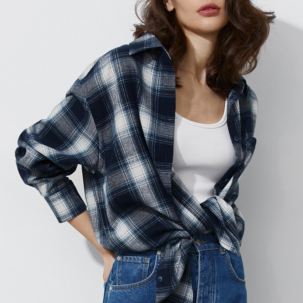 Plaid Shirt Spring Women Classic Oversize Loose All Match Plaid Unisex Shirt