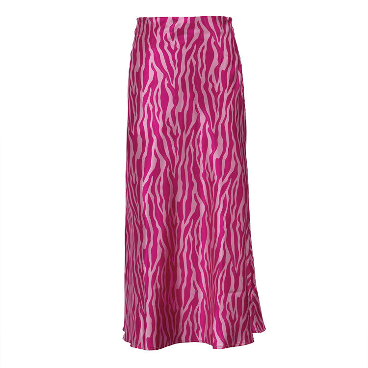 Women Clothing Summer High Grade French Printed Skirt Women Mid Length Fishtail A line Skirt