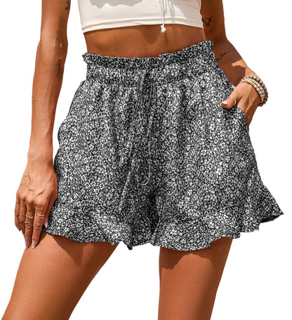 Sommer Damen Kleidung Chiffon bedruckt Casual Pocket geklemmt Taille Shorts