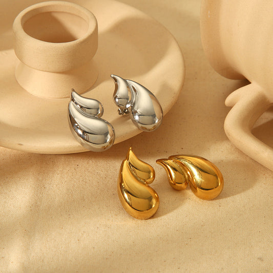 Doppellagige Ohrringe aus 18 Karat Edelstahl mit Wassertropfen-Motiv für Damen