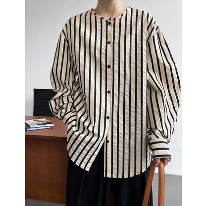 Spring French Casual round Neck Striped Shirt Women Lazy Loose Long Sleeve Blogger High Grade Shirt