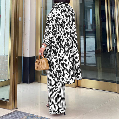 Women Clothing Printing Shirt Wide Leg Pants Two Piece African Suit