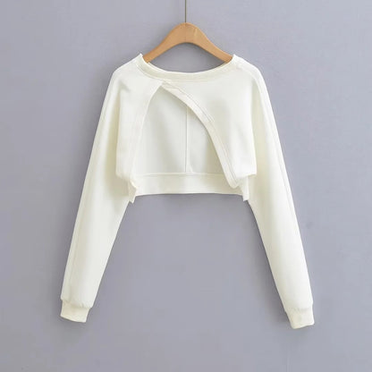 Pullover Loose Sweater Women Autumn Winter High Waist Short Irregular Asymmetric Blouse