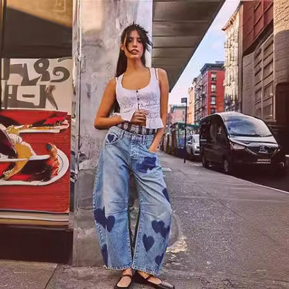 Jeans de mujer cilíndricos de cintura media sueltos casuales de primavera