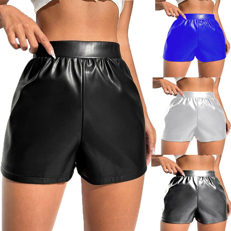 Sommer Sexy Patent Leder Shorts Hosen Frauen Hohe Taille Lose Beiläufige Hosen Frauen