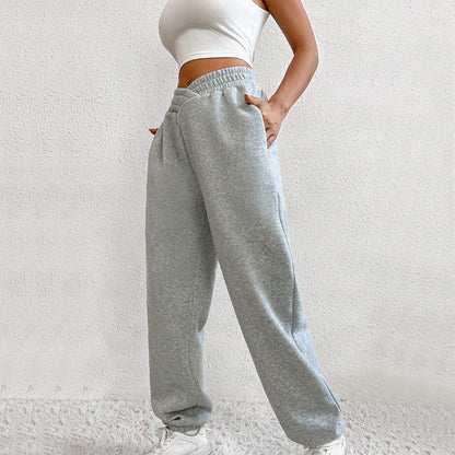 Women Clothing Sports Casual Ankle Banded Slacks Autumn Winter High Waist V Shaped Waist Trousers