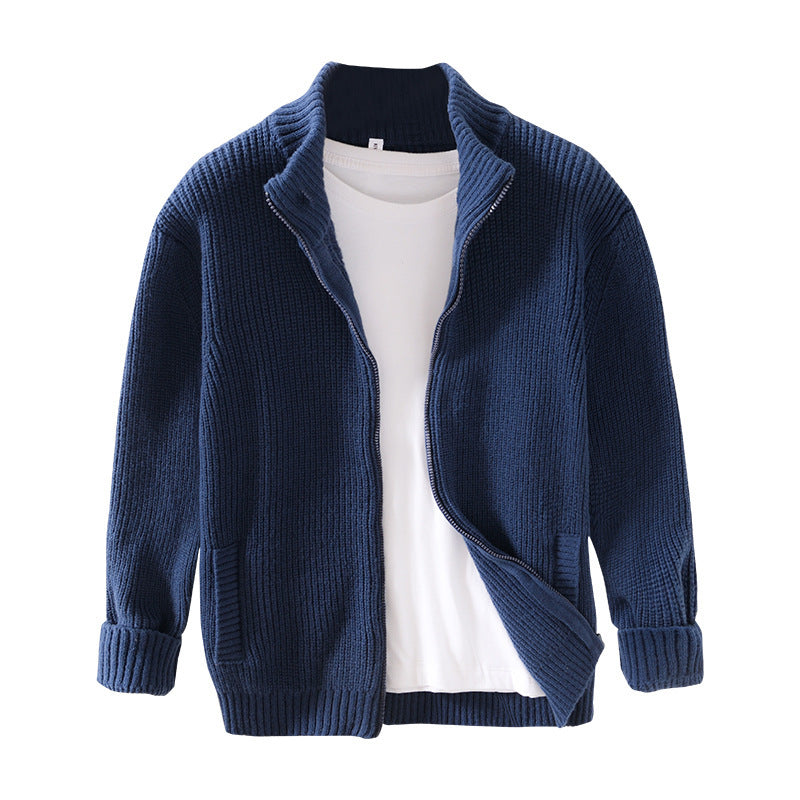 Herren-Cardigan mit Stehkragen, lässiger Outdoor-Pullover