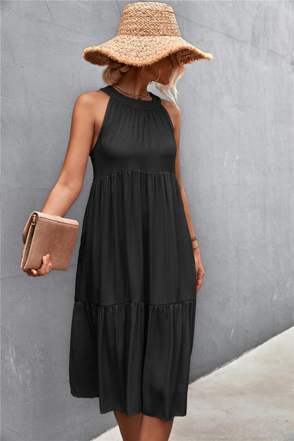 Women Clothing Spring Summer Popular Loose Casual Halter Stitching Dress