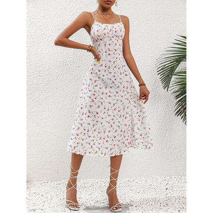 Western for Women Spring Sexy Strap Split Floral Dress