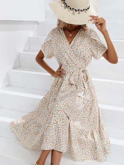 Women Clothing Dress Summer Small Floral Split V neck Women Clothing